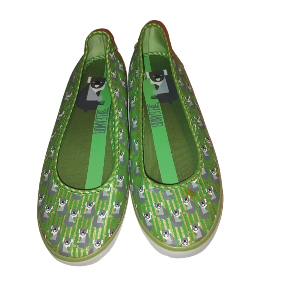 Keds x Eleanor Lime Green Satin Flats with Koalas